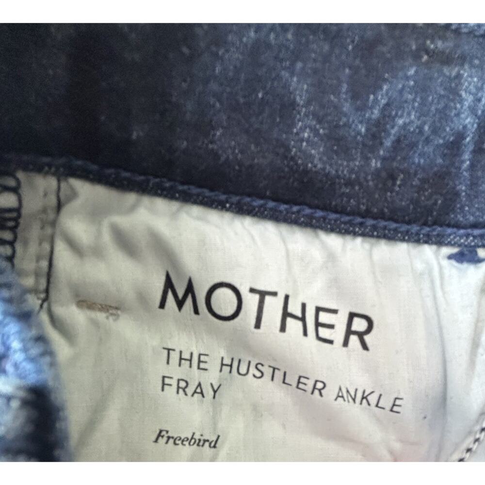 MOTHER The Hustler Ankle Fray Jeans Freebird Dark Wash Stretch Flare Sz 26 $228 - Picture 5 of 11